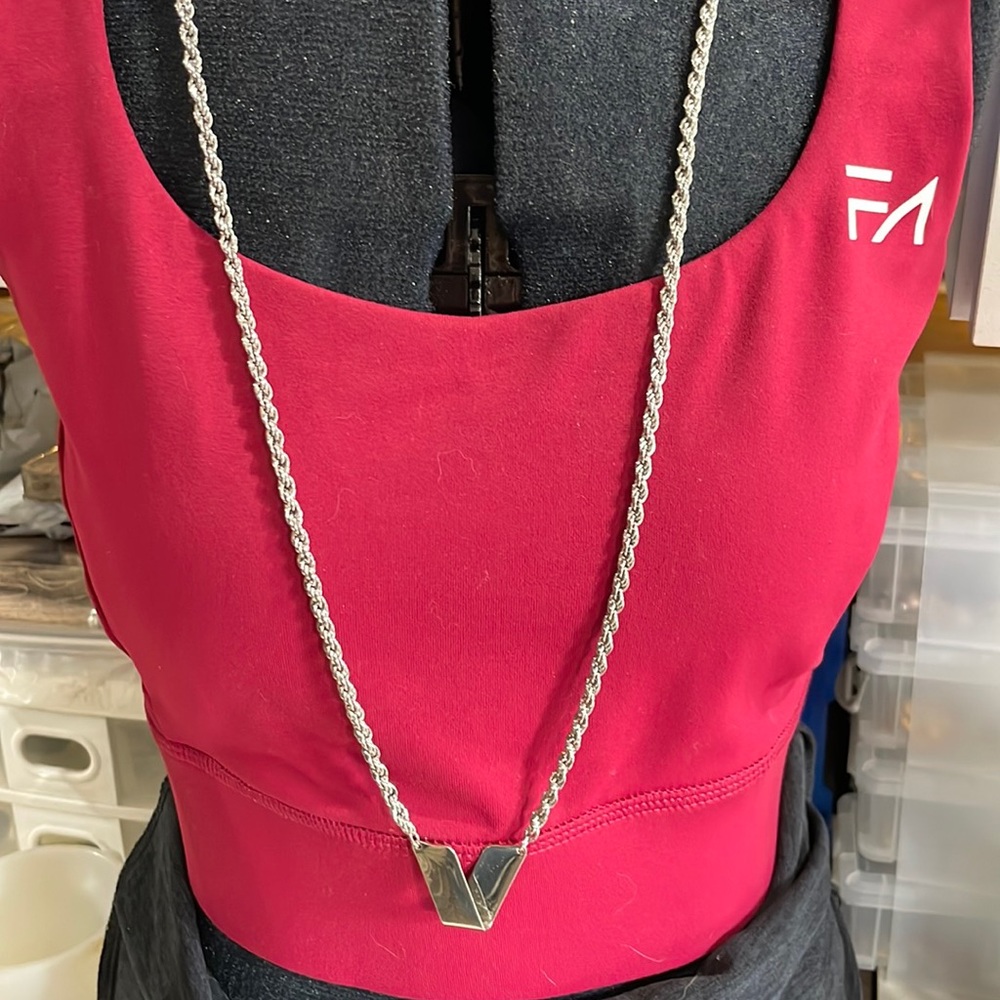 Lady Remington Vintage Silver Tone necklace with V